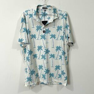 BAD BIRDIE Mens XL Chasing Shade Core Polo NWT Palm Tree Golf Shirt Blue